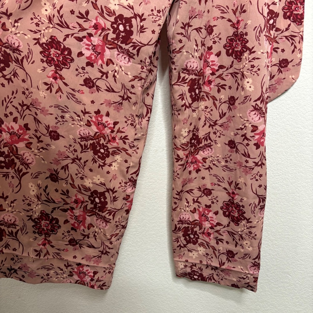 B.O.G Collective Floral Wide Leg Jumpsuit Pink Smocked Puff Sleeve XS - Picture 7 of 9